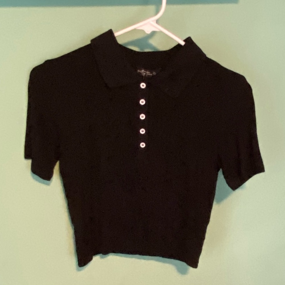 NWT Pretty Tiny Tops Black Cropped Collar Shirt